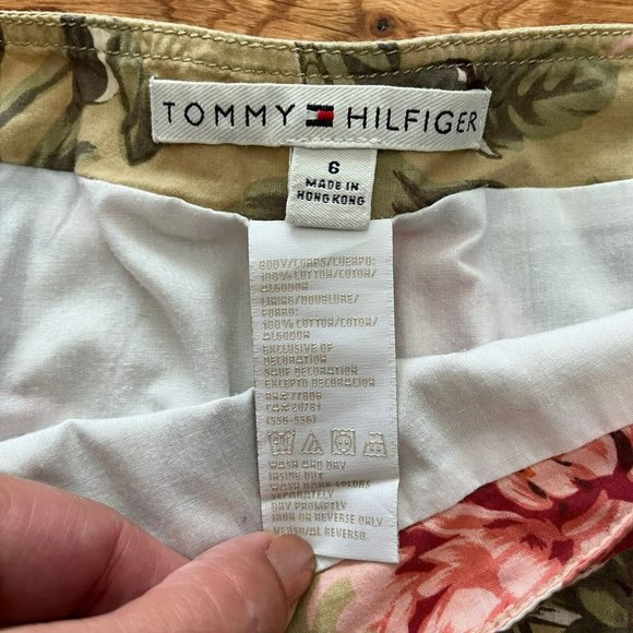 Tommy Hilfiger skirt Womens 6 Tan Pink Cottage floral Lined Lightweight Knee - Picture 3 of 6